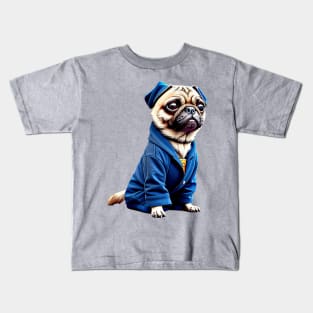 Cute Pug Wizard in Robe - Adorable Pug Dressed up as Wizard Costume Kids T-Shirt